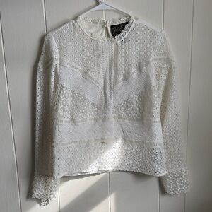 Anthropologie x James Coviello Burnham Lace Long Sleeve Top Sz S